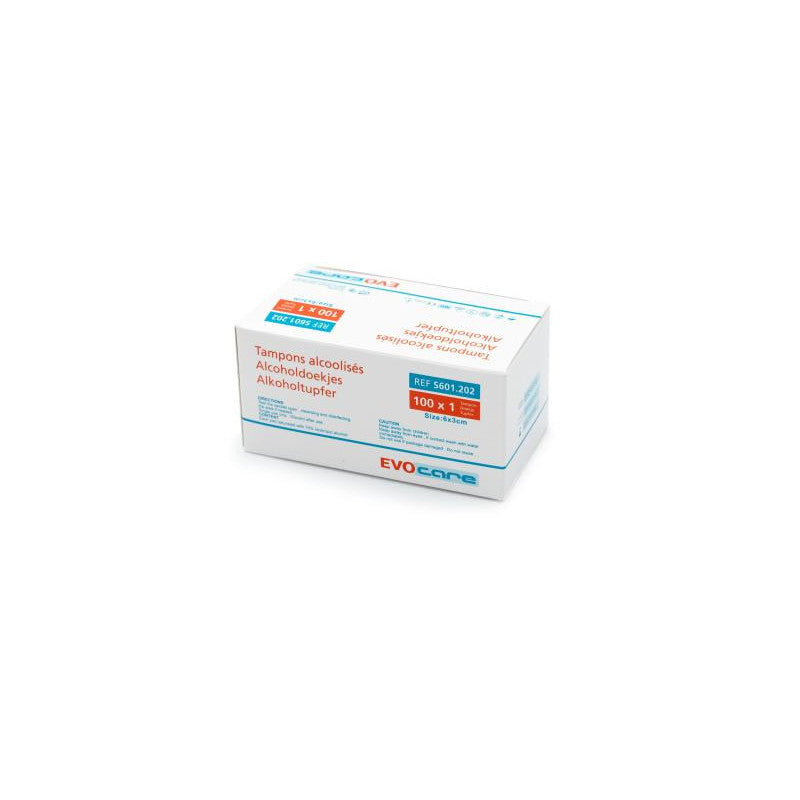 Tampons alcoolisés EVOCARE 3x6 cm